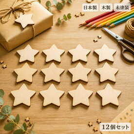 木製レーザーカット星型タグ 12個セット 名札 手作りとんぼ玉風 シンプル